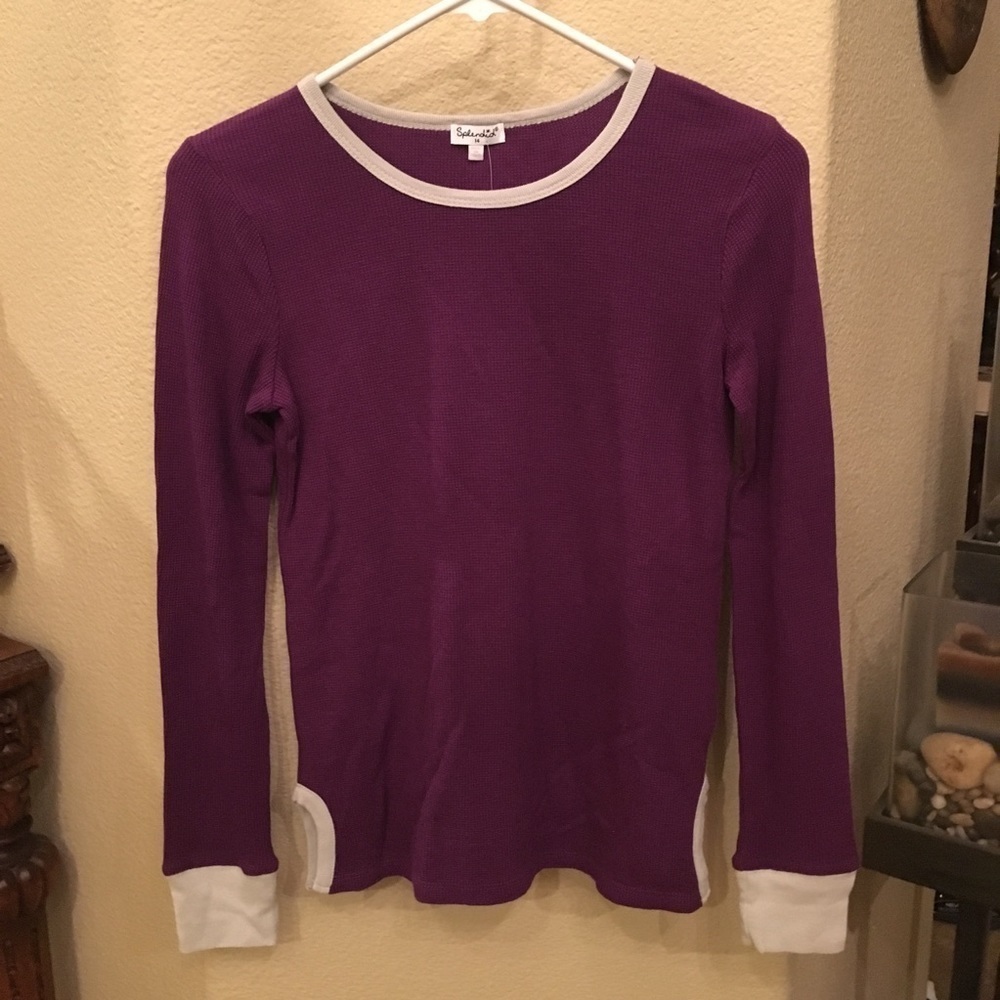 NWT-SPLENDID Girls Teens Purple Thermal Long Sleeve Top Size 14